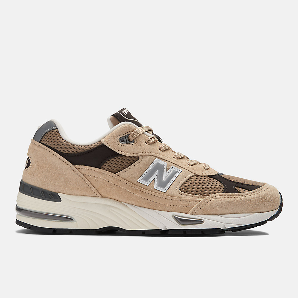 New Balance Made in UK 991v1 Finale Shoes Pale Khaki with Silver Mink and Delicioso